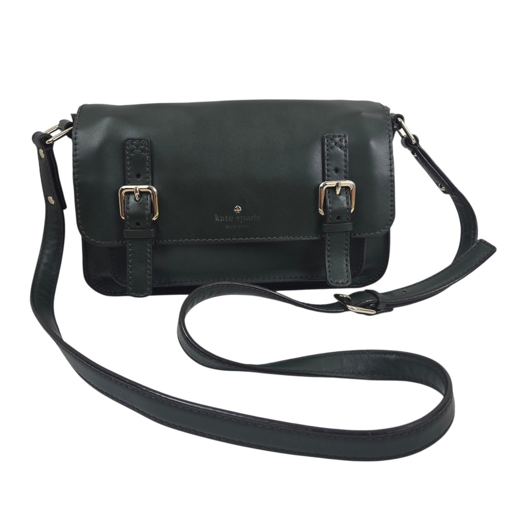 Kate Spade Essex Scout Dark Green Leather Crossbody Messenger Buckle Bag